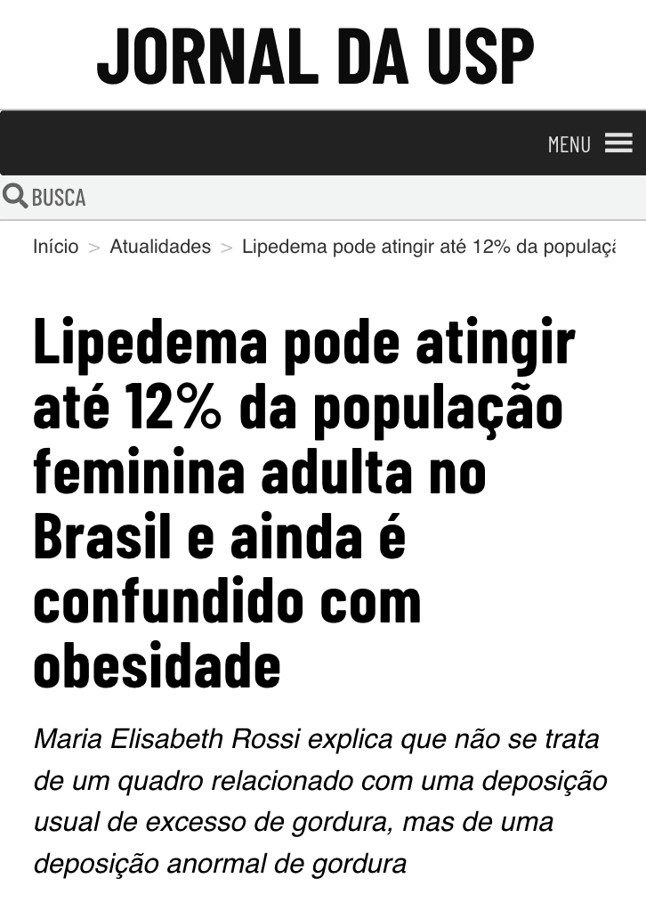 Matéria de imprensa sobre o subdiagnóstico do lipedema