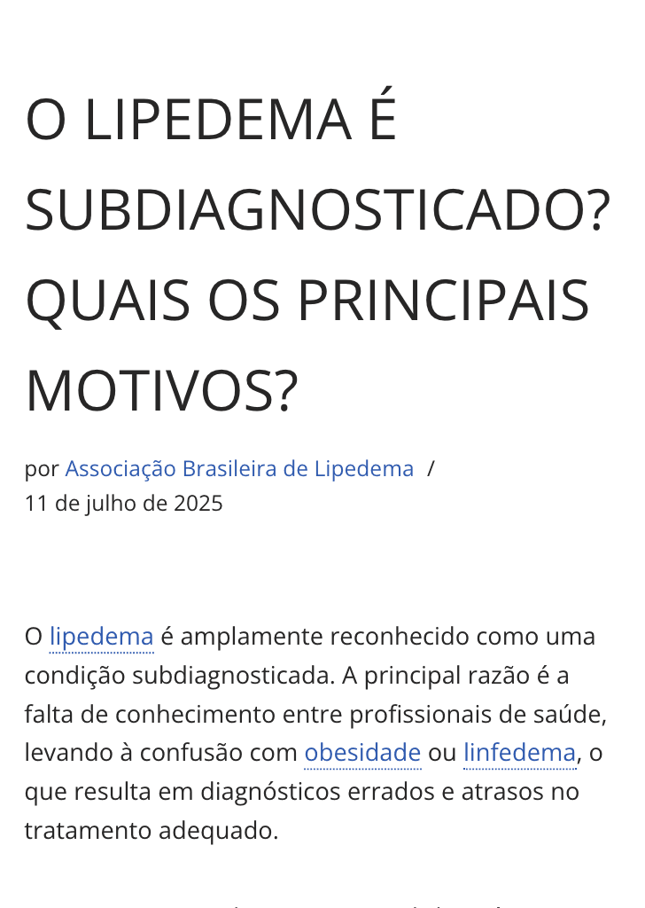 Matéria de imprensa sobre o lipedema e a falta de capacitação profissional